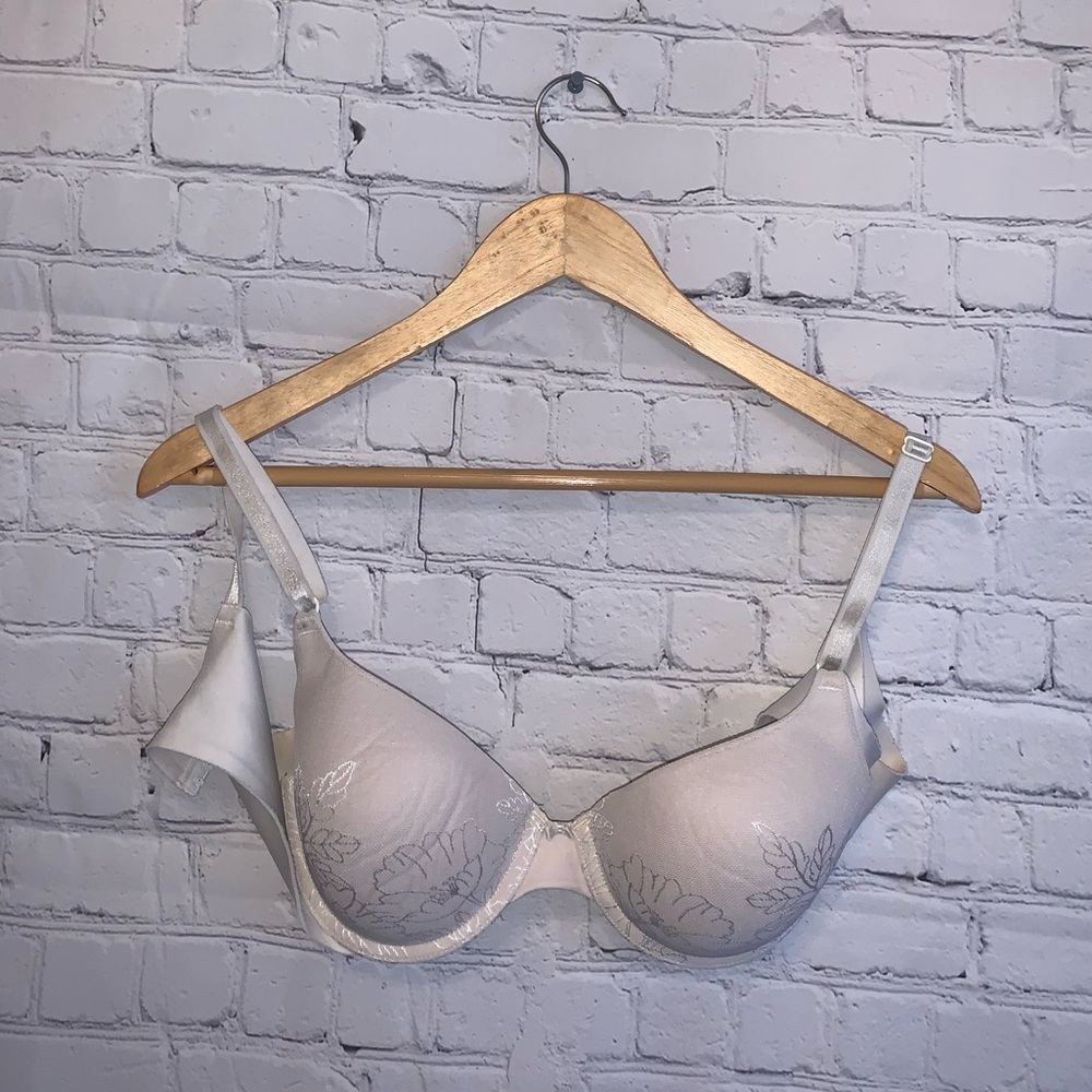 Warners Cream Floral Nylon Padded bra size 34C - Picture 2 of 9